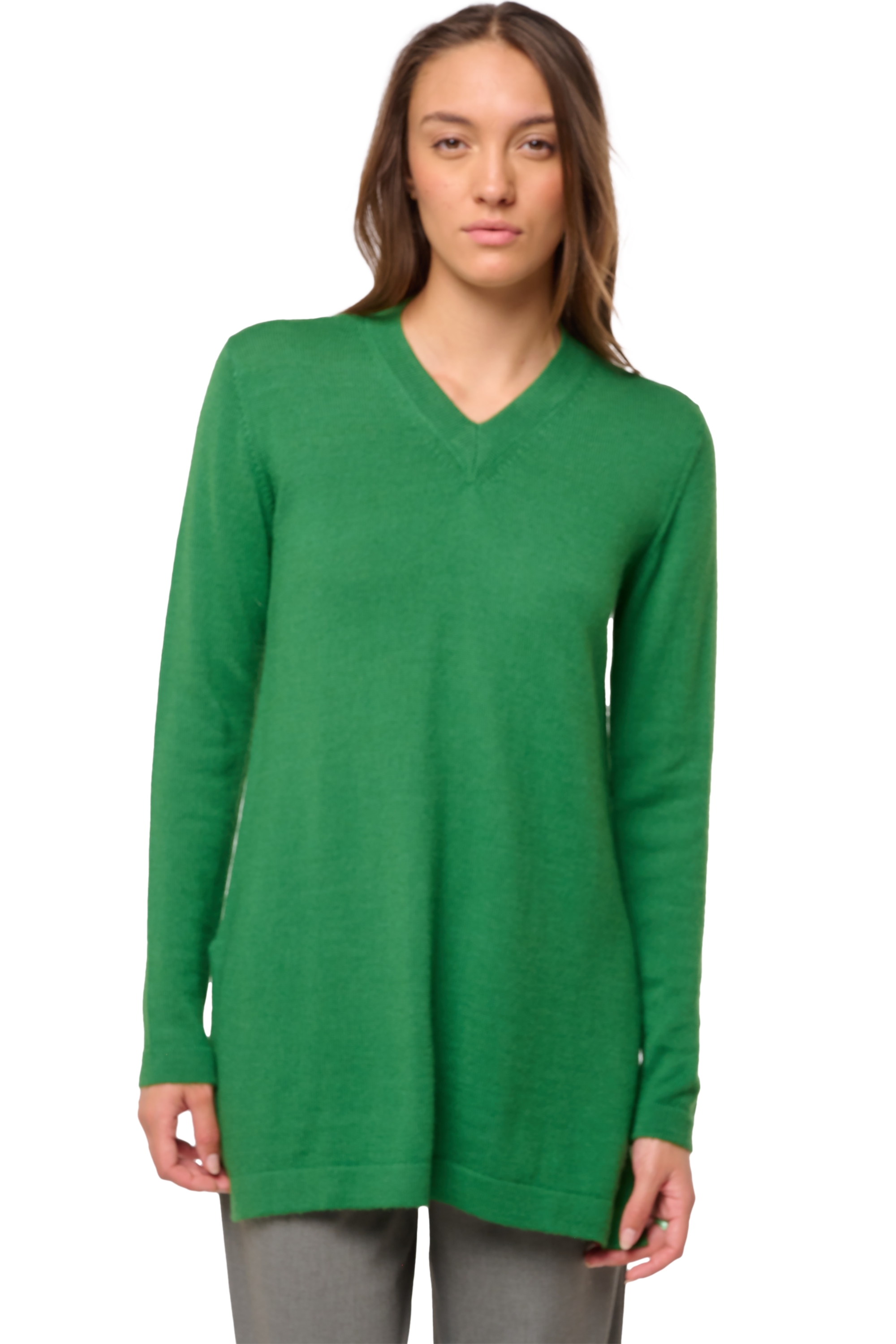 Baby Alpaca dames kasjmier pullover met v hals sydney green leaf xs